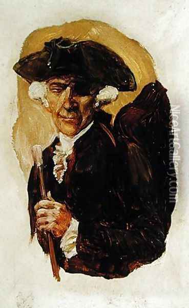 The Little Gentleman with One Eye, from The Ruby of Kishmoor by Howard Pyle, published in Harpers Monthly Magazine, August 1907 Oil Painting - Howard Pyle