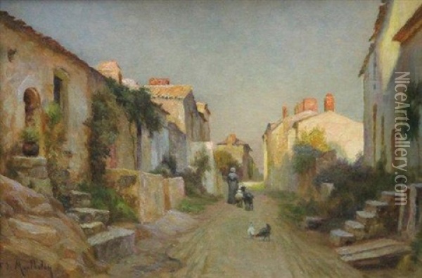 Rue De Village Provencal Oil Painting - Francois Richard De Montholon