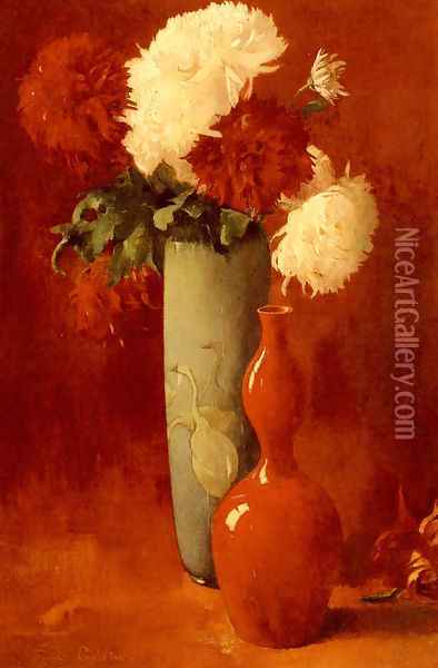 Vases And Flowers Oil Painting - Emil Carlsen