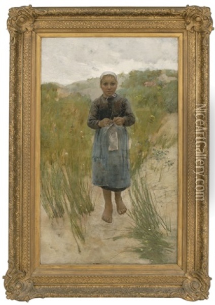 Girl On The Dunes Oil Painting - George W. Chambers