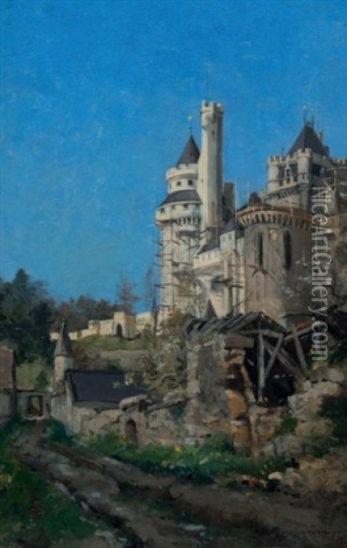 Restauration Du Chateau De Pierrefonds Par Viollet-le-duc Oil Painting - Emmanuel Lansyer