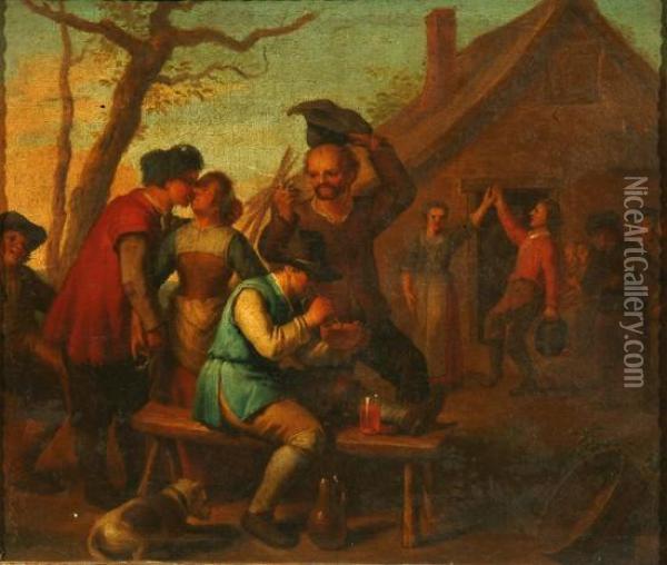 Figures Carousing Oil Painting - Jan Steen