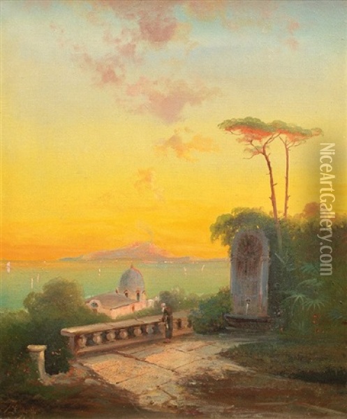 Blick Auf Den Vesuv Oil Painting - Friedrich Zahn