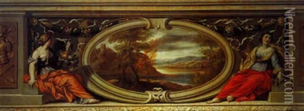 Paysage Aux Ruines Antiques Oil Painting - Nicolas Mignard