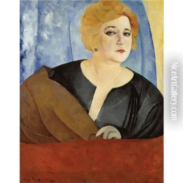 Portrait Of Anne Sergeevna Sergeeva Oil Painting - Boris Dmitrievich Grigoriev