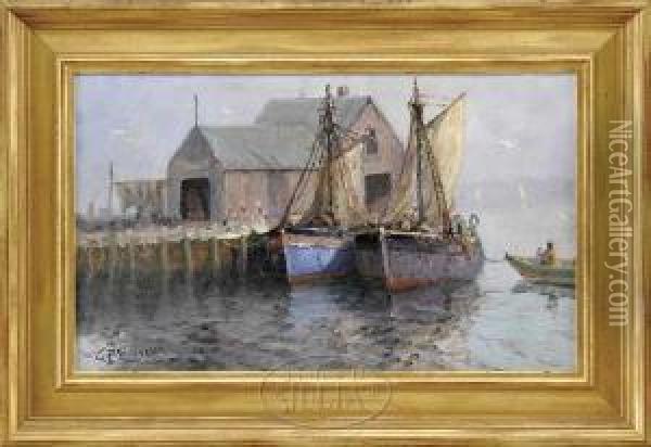 Rockport Harbor Oil Painting - Gilbert Tucker Margeson