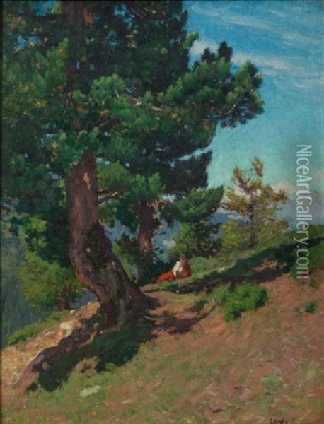 Arolles Dans Le Valais A Chandolin Oil Painting - Edouard John E. Ravel