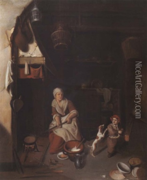 Die Pfannkuchenbackerin Oil Painting - Cornelis De Man