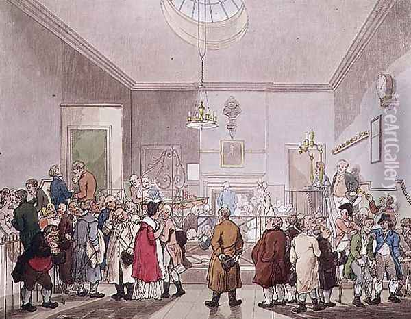 The Betting Post, late 18th century Oil Painting - T. Rowlandson & A.C. Pugin