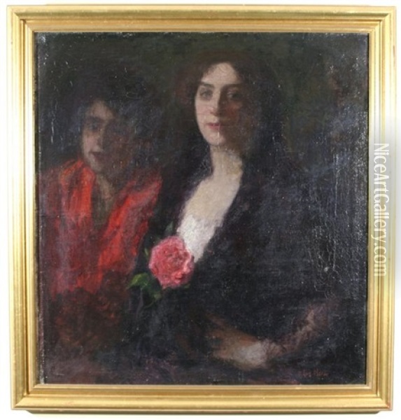 Two Women Oil Painting - Francis Luis Mora
