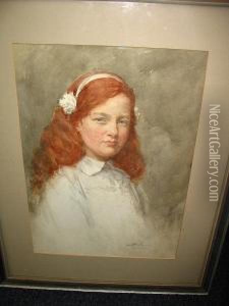 Young Girl With White Blouse Oil Painting - Henry Wright Kerr