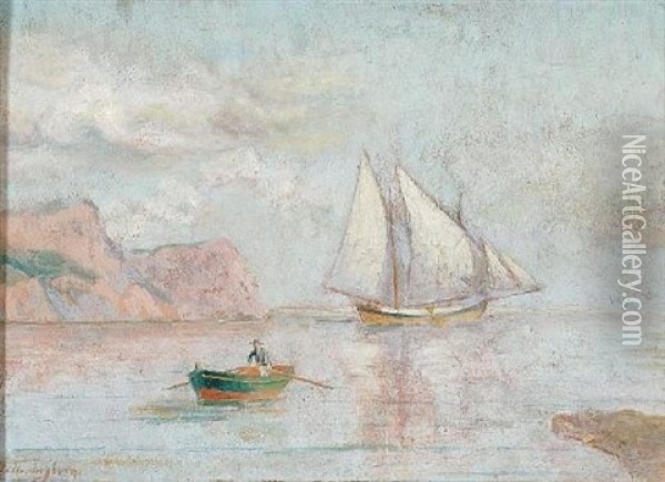 Rowing To Shore Oil Painting - Emilios Prossalentis