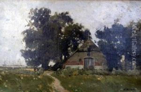 Bauernkate Zwischen Hohen Baumen Oil Painting - Nicolaas Bastert