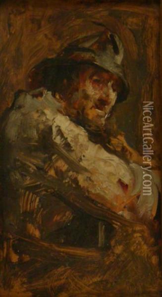 Half Length Study Of A Fisherman Oil Painting - John Robertson Reid