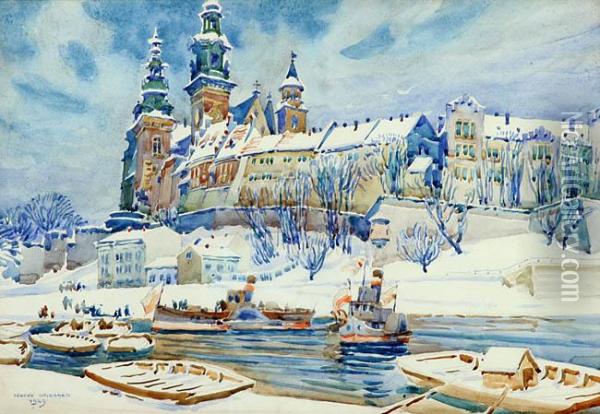 Widok Na Wawel Oil Painting - Henryk Uziemblo