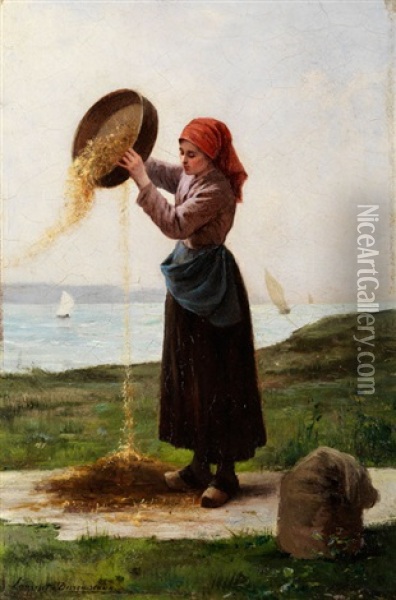 Bauerin Am Meer Oil Painting - Henri Alphonse Laurent-Desrousseaux