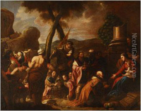 Adoracion De Los Reyes Oil Painting - Juan De Sevilla Romero Y Escalante
