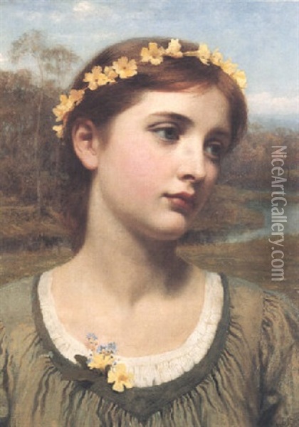 Spring Maiden Oil Painting - Frank Dicksee