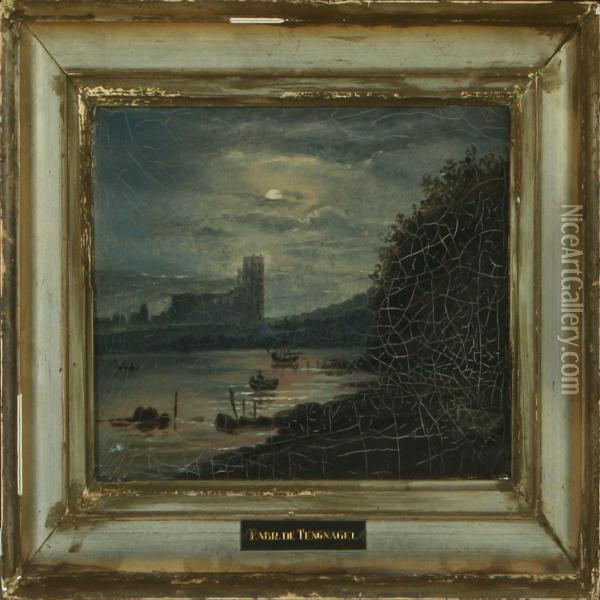 View Of The Castle Koldinghus In The Moonlight Oil Painting - Fabricius De Tengnagel