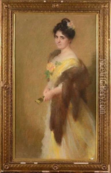 Portrait D'une Dame De Qualite A L'eventail Oil Painting - Gonzalo Bilbao Martinez
