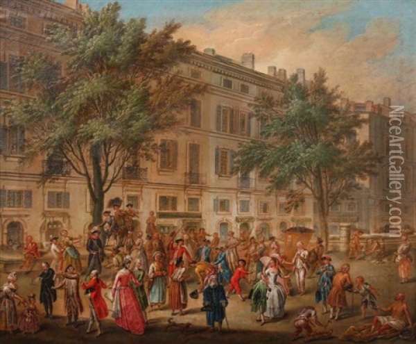 Le Cours De Marseille En 1786 Oil Painting - Etienne Moulinneuf