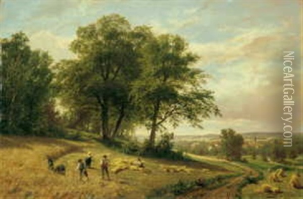 Spatsommerlandschaft In Oberhessen Oil Painting - Fritz Ebel