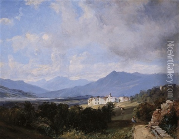 View Of Patzcuaro Oil Painting - Jean Baptiste Louis (Baron Gros) Gros