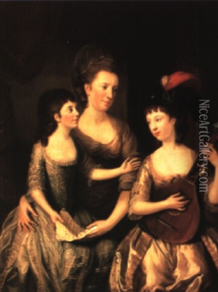 Portrait Of Mrs. Woodward And Her Two Daughters Oil Painting - Nathaniel Dance Holland (Sir)
