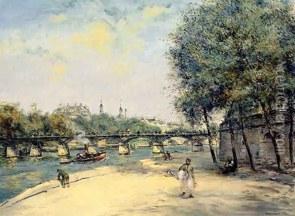 The Institute De France And The Pont Des Arts Paris Oil Painting - Jean-Francois Raffaelli