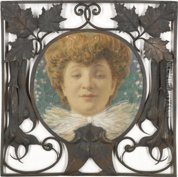 Portrait Of A Lady, Reputed To Be Sarah Bernhardt Oil Painting - Louis Welden Hawkins