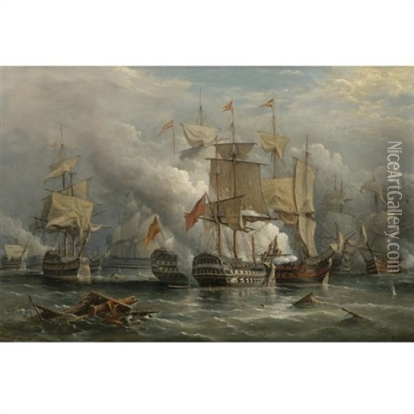 The Battle Of St. Vincent Oil Painting - Richard Brydges Beechey