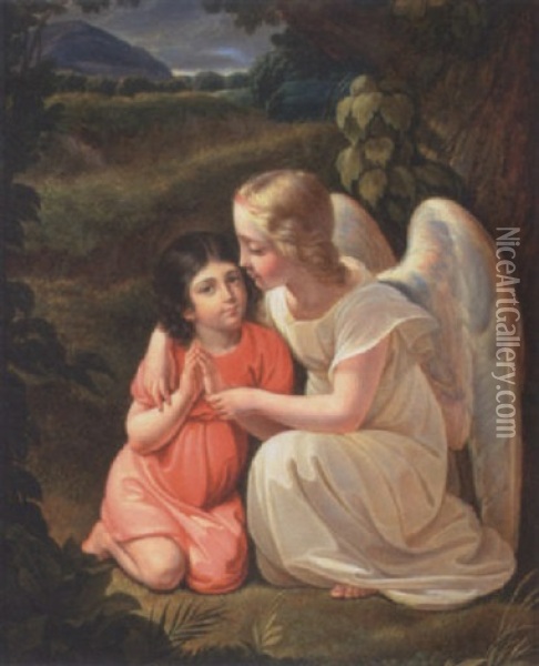 The Guardian Angel Oil Painting - Johann Georg Meyer von Bremen