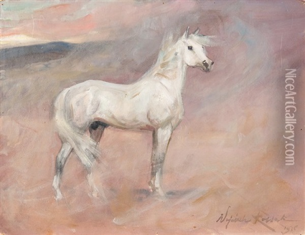 White Champion Oil Painting - Woiciech (Aldabert) Ritter von Kossak