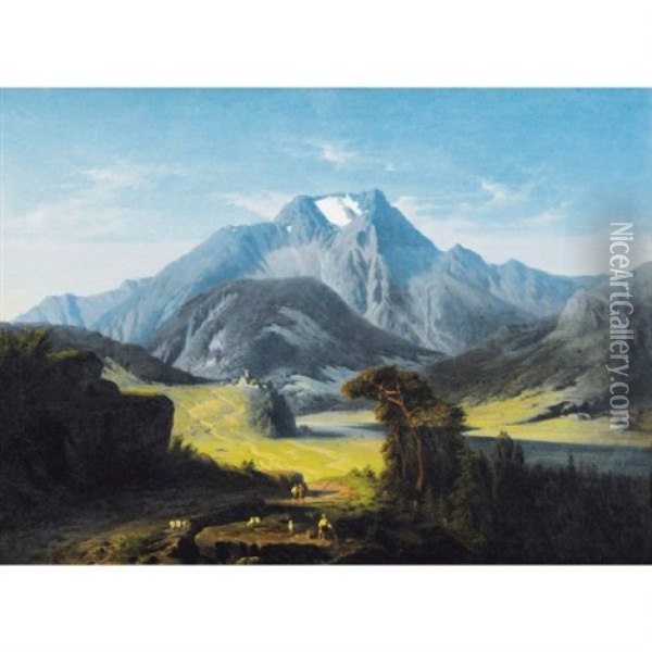 Vue De La Vallee De Giornico (?) (dans Le Tessin Suisse) Oil Painting - Lancelot Theodore Turpin De Crisse