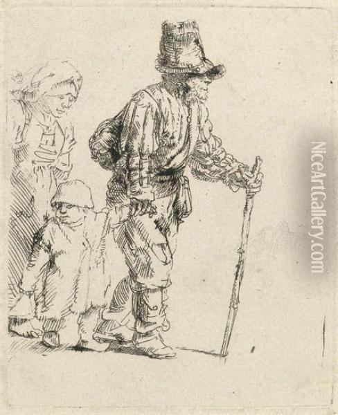 Peasant Family On The Tramp Oil Painting - Rembrandt Van Rijn