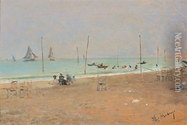 Una Playa Oil Painting - Raimundo de Madrazo y Garreta