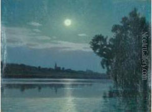 Reflets Au Clair De Lune Oil Painting - Charles Victor Guilloux