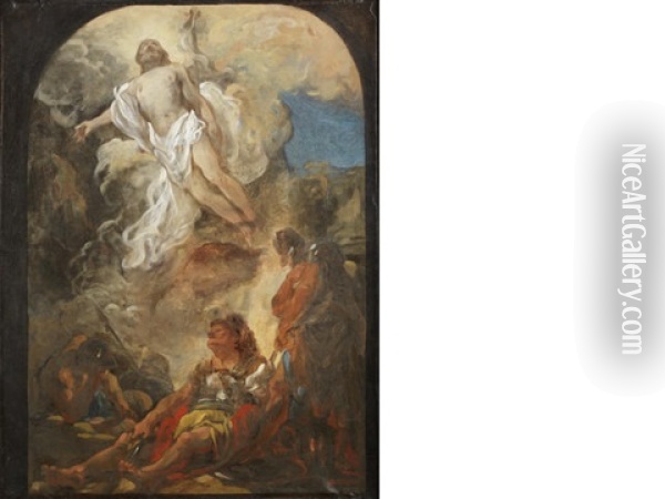 The Resurrection Oil Painting - Jean Baptiste Henri Deshays