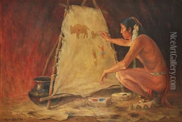 Indianer Malt Eine Jagdszene Oil Painting - Eanger Irving Couse