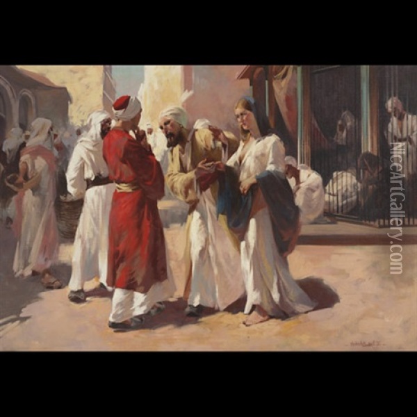 The Slave Market Oil Painting - W. Emerich Vizkelety