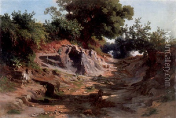 Feldweg Oil Painting - Johann Jakob Frey