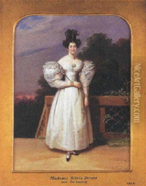 Portrait Of Madame Silvie Poutz Oil Painting - Edouard Henri Theophile Pingret