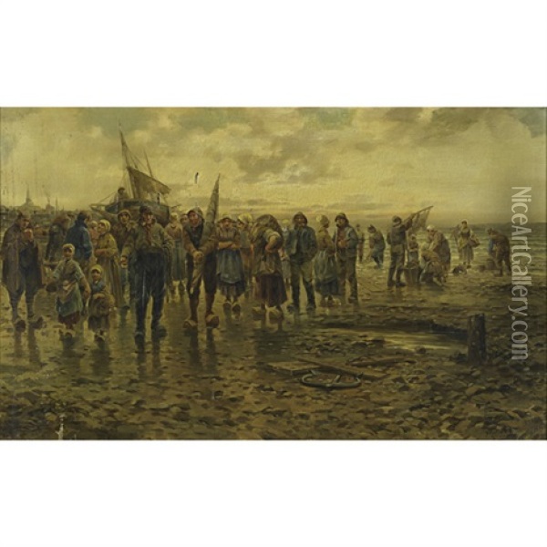 Returning From Fishing (no. 5722) Oil Painting - Philip Lodewijk Jacob Frederik Sadee