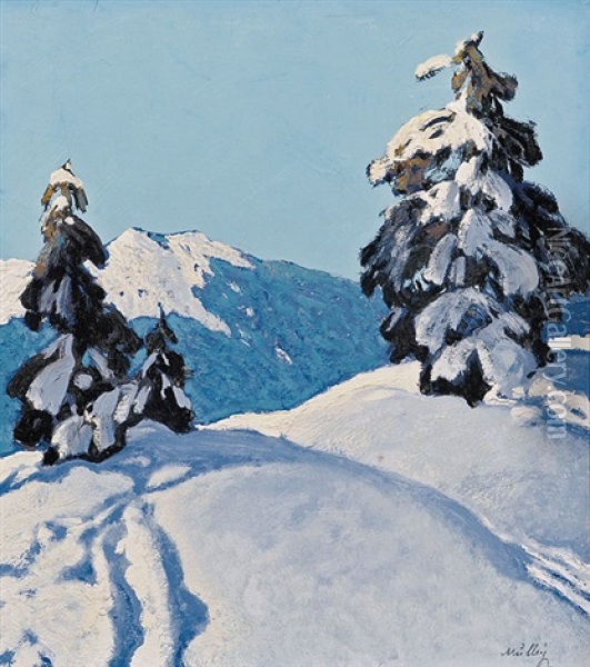 Spuren Im Schnee Oil Painting - Oskar Mulley