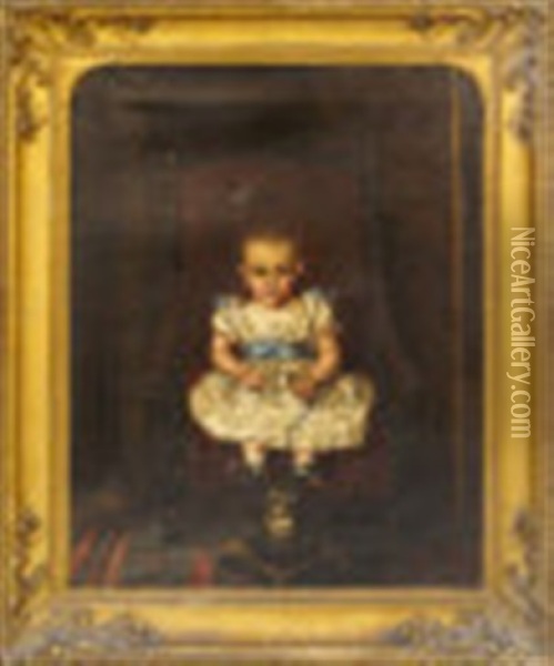 Hannah Bullard, Aged 4, Of Marblehead Massachusetts Oil Painting - Erastus Salisbury Field