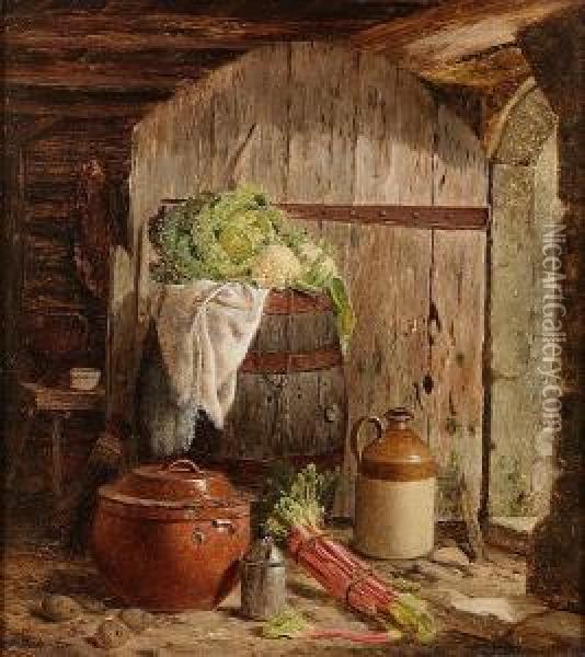 The Gardener's Shed Oil Painting - William Hughes