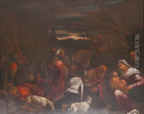 L'adorazione Dei Magi Oil Painting - Jacopo dal Ponte Bassano