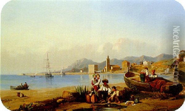 The Gulf Of Palermo Oil Painting - Edmond Marie Petitjean