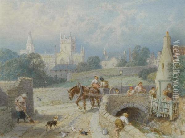 Dunfermline Abbey Oil Painting - Myles Birket Foster