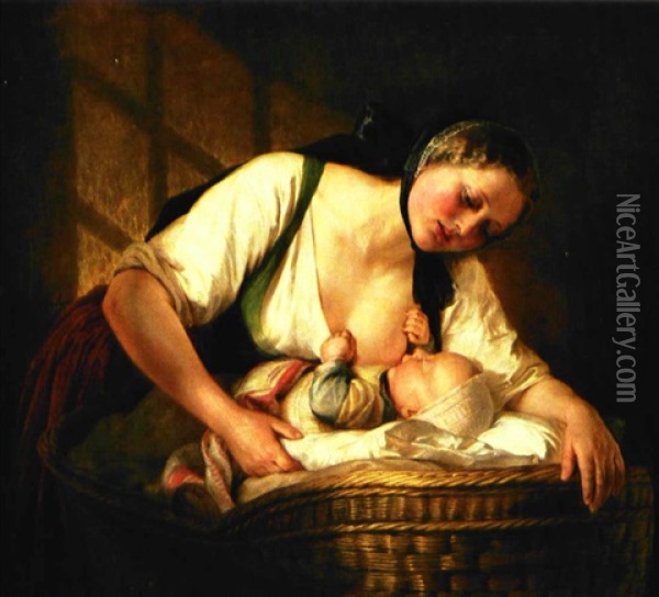 En Moder Med Sit Barn Oil Painting - Elisabeth Anna Maria Jerichau-Baumann
